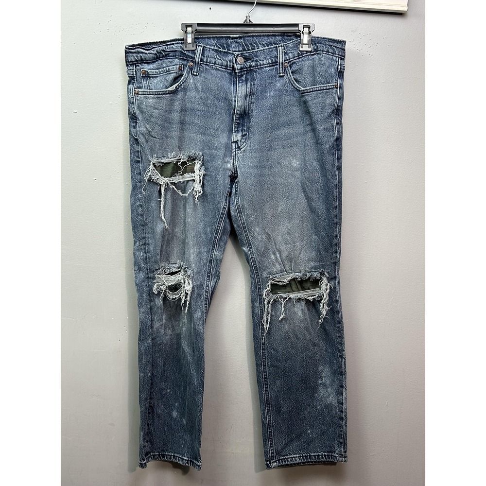 Levis 541 Jeans Mens 39x31 Athletic Taper Distressed Ripped Knees Paint Splatter
